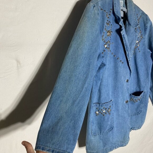 Vintage Pado Oversized Bedazzled Denim Jacket M - Picture 11 of 16